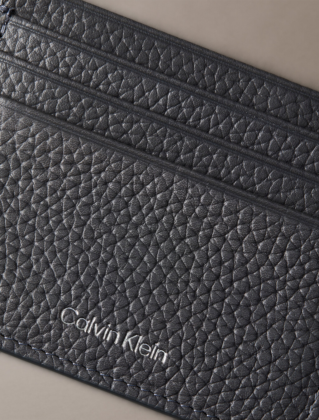 Leather RFID Foil Logo Cardholder, CK Charcoal, hi-res