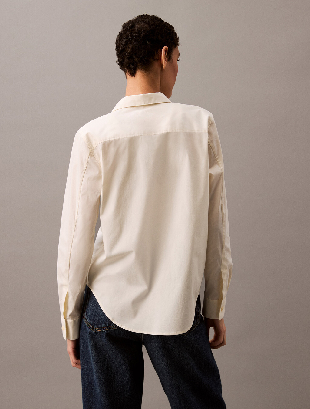 Poplin Classic Stretch Button-Down Shirt, Vanilla Ice, hi-res
