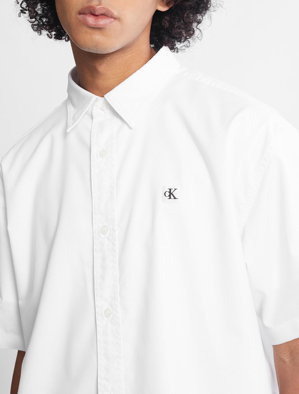 Ck Badge Coolmax Oxford Shirt, Bright White, hi-res