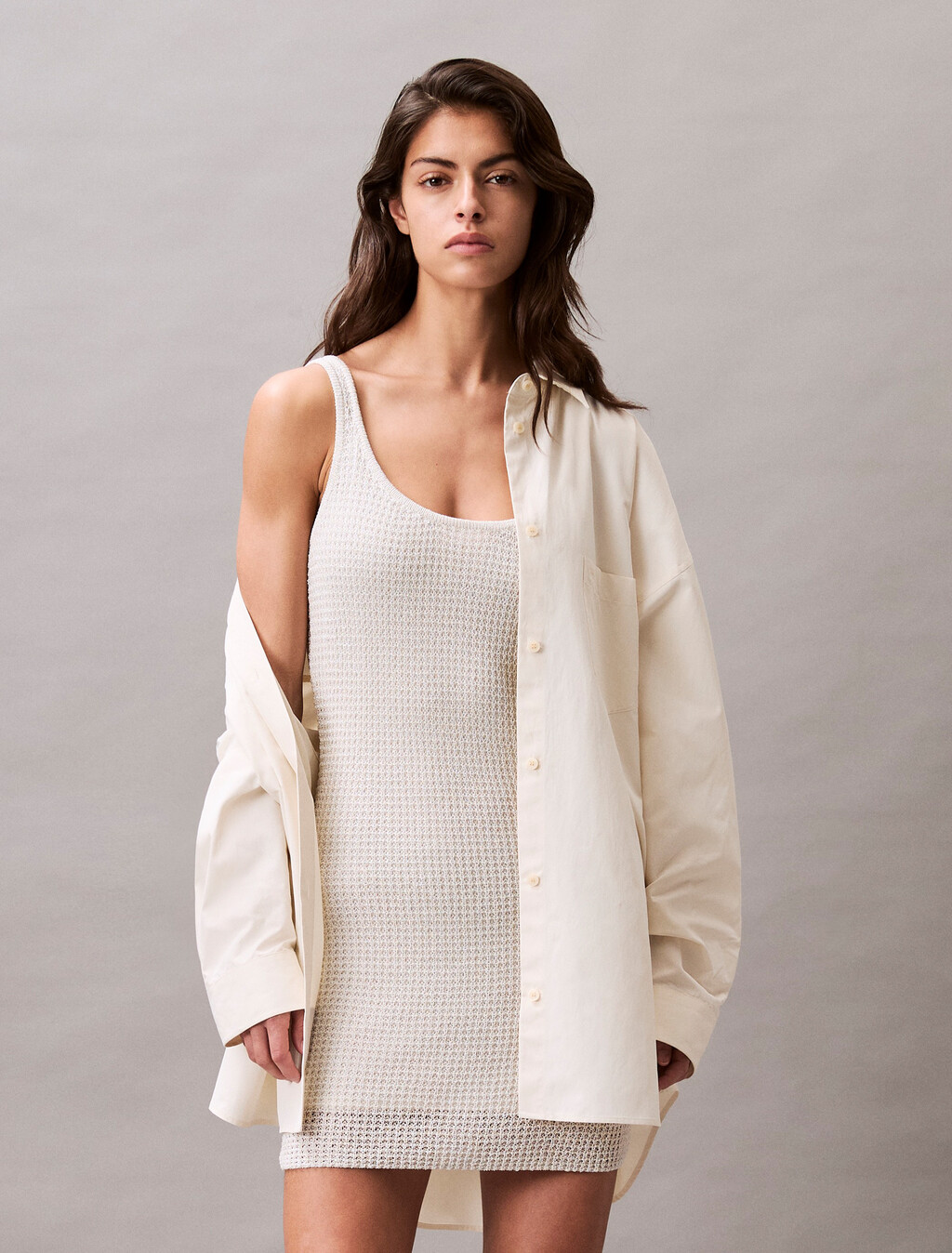 Sweater Stitch Midi Dress, Silver Birch, hi-res
