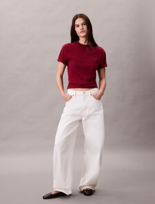 Premium Cotton Mock Neck Tee, Magenta Jewel, hi-res