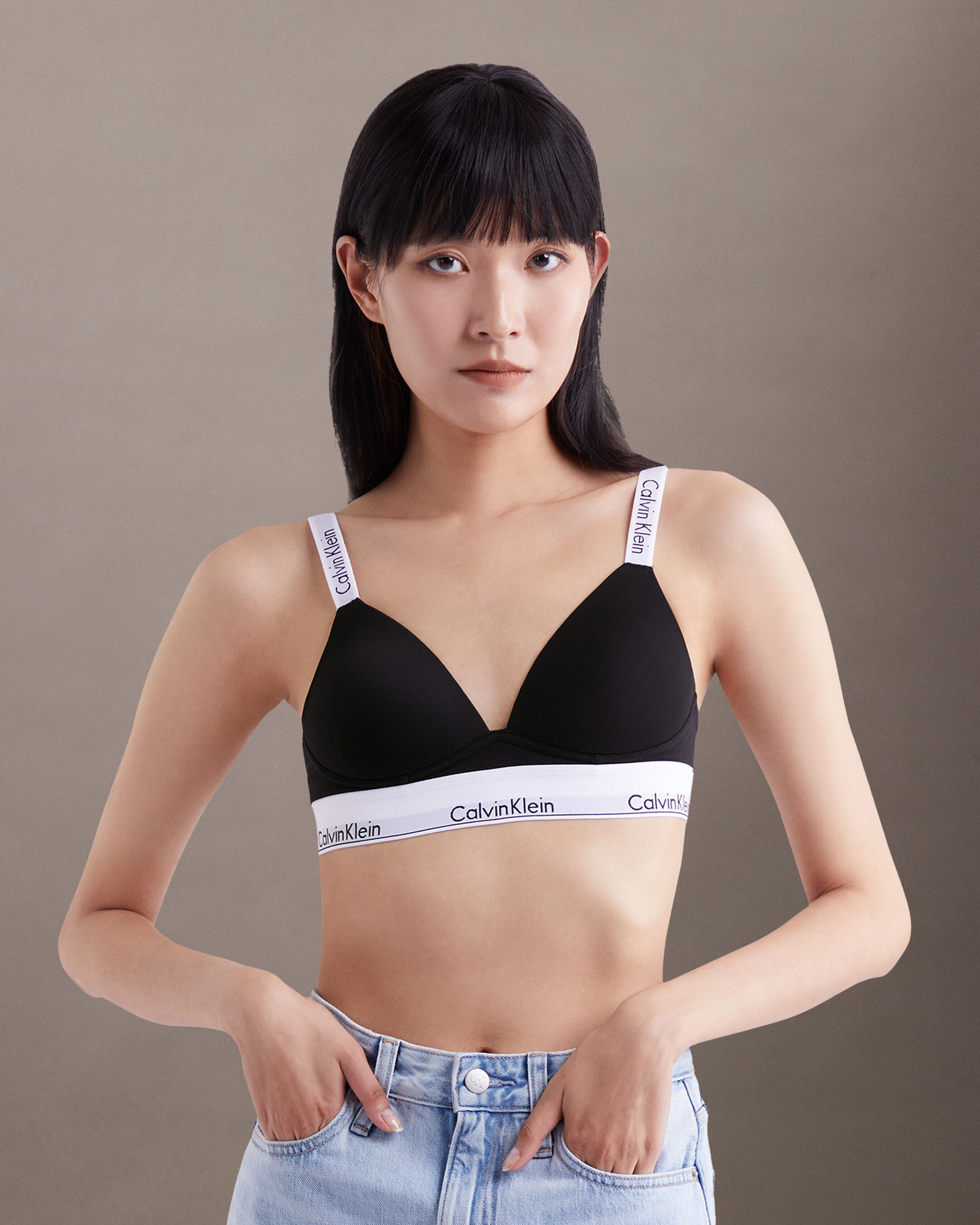 Modern Cotton Lightly Lined Plunge Bra black Calvin Klein Hong Kong