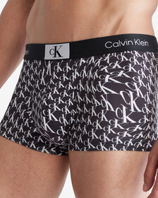 CALVIN KLEIN 1996 微細纖維低腰內褲, WARPED LOGO PRINT_BLACK, hi-res