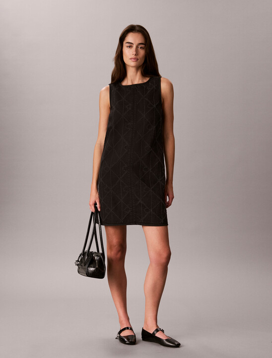 All-Over Logo Denim Mini Dress