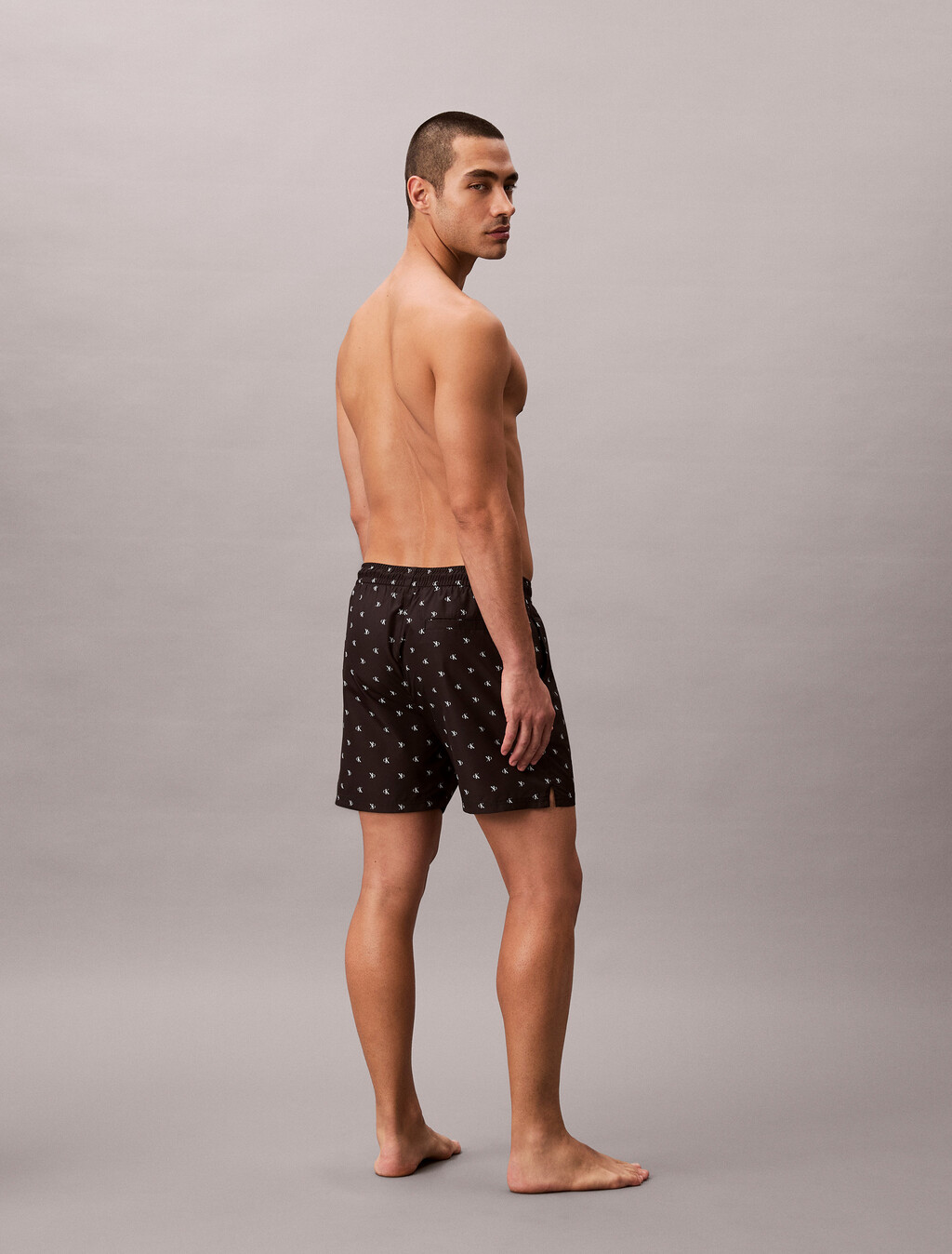 Solid Swim Shorts, DIAMOND LOGO BLACK, hi-res