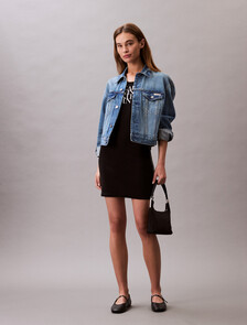 Logo Graphic Ribbed Tank Dress, Black, hi-res