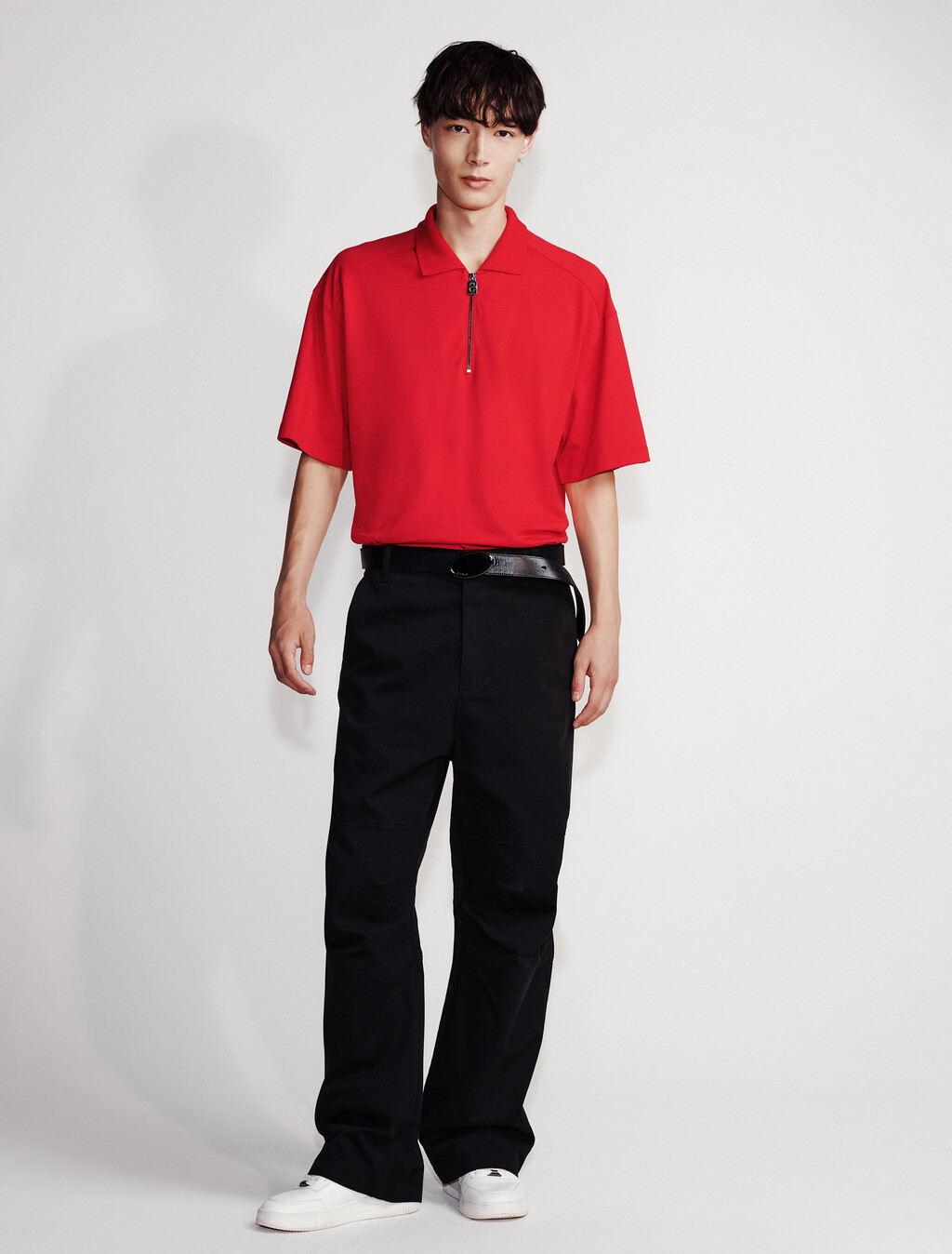 1/4 拉鏈開襟 Polo 衫, Pantone Red, hi-res
