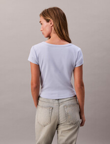 Cotton Stretch Rib Baby Tee, Casual Blue, hi-res