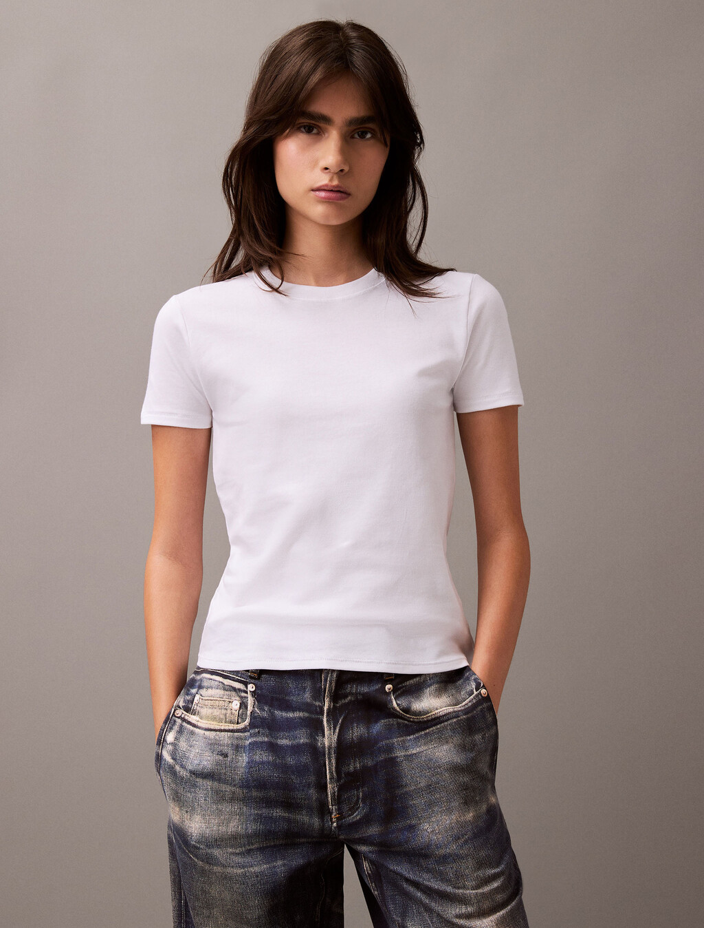 Refined Cotton Jersey Slim Tee, Brilliant White, hi-res