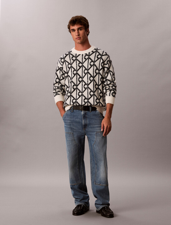 Wool Blend Logo Jacquard Jumper