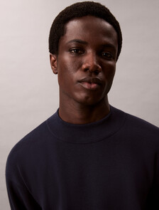 Tech Knit Boxy Mock Neck Jumper, Dark Sapphire, hi-res