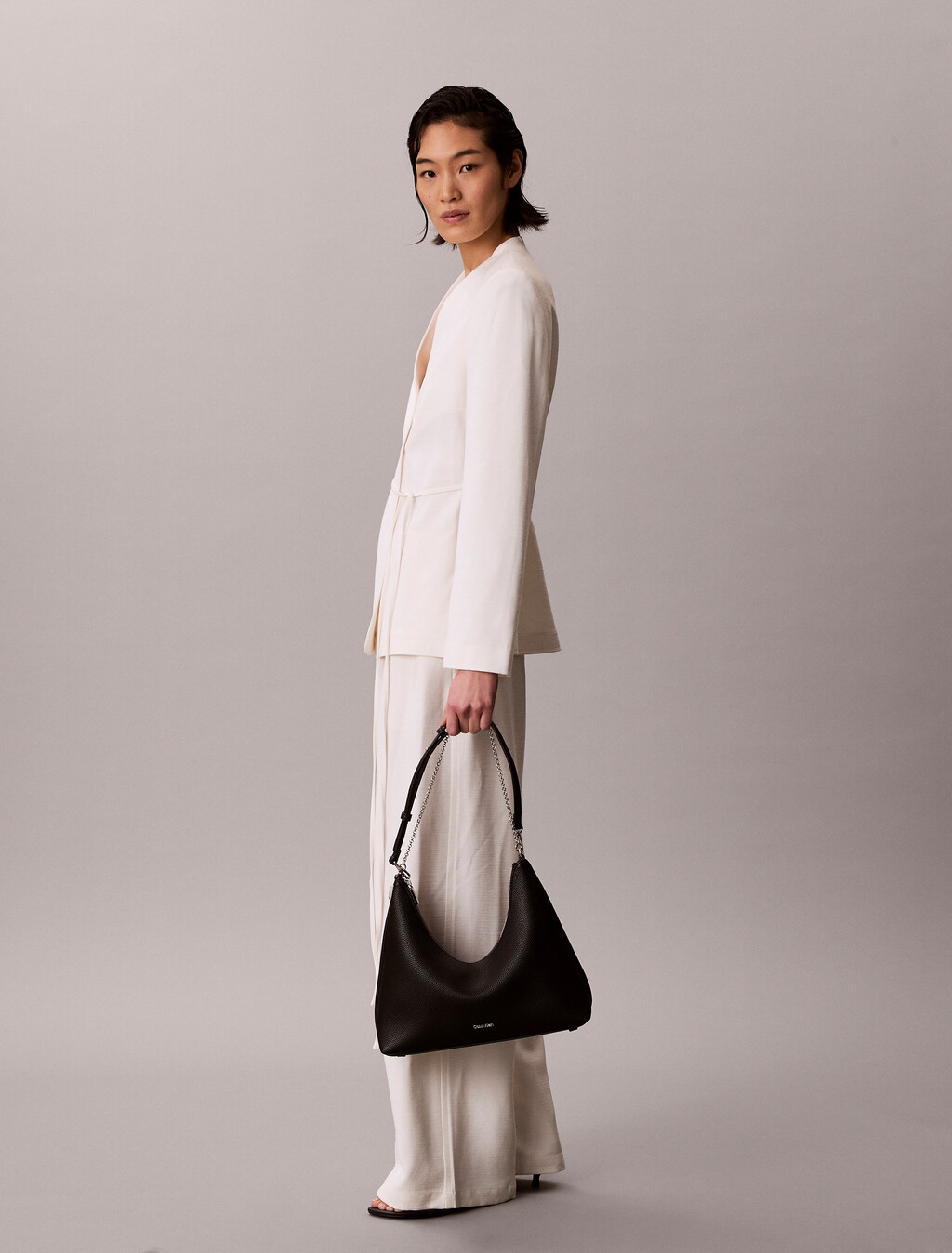 圓形顆粒珠寶鏈流浪包, Black, hi-res