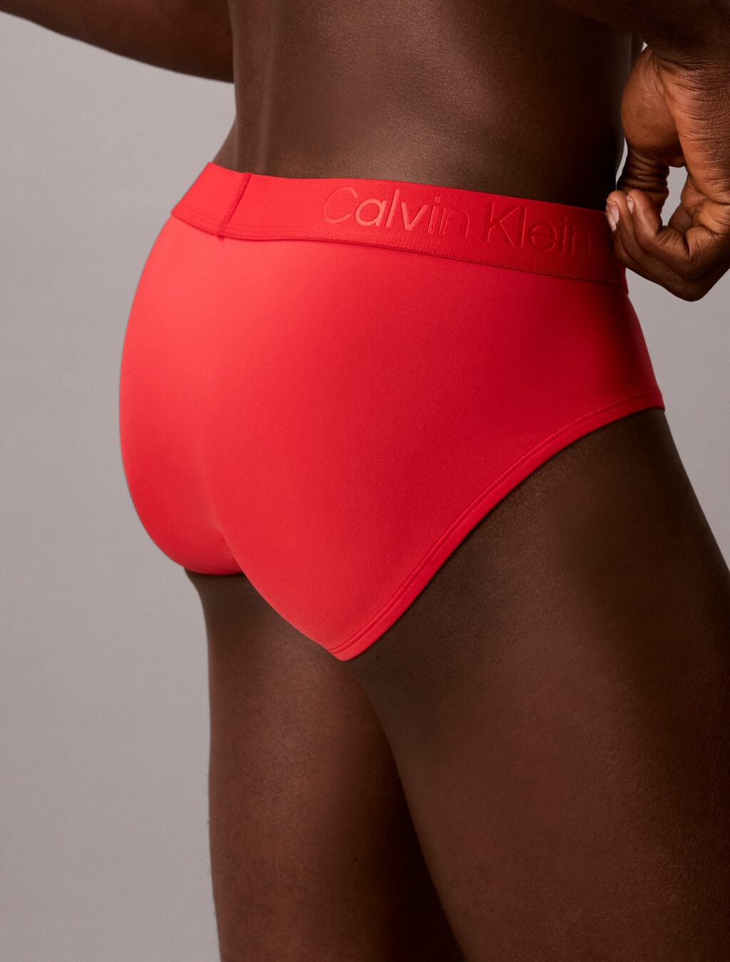 CK Black Microfiber Stretch Hip Brief, Goji Berry, hi-res