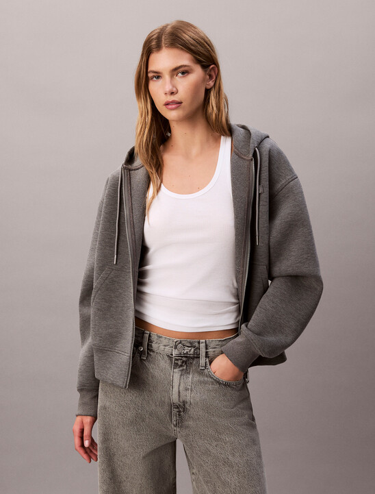 Oversized  Jersey Zip Up Hoodie