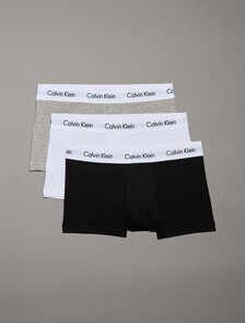 Cotton Stretch 3 Pack Low Rise Trunk, 1 Black / 1 White / 1 Grey Heather, hi-res