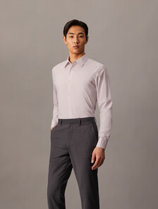 Supima Stretch Cotton Slim Button-Down Shirt, Gray Lilac, hi-res