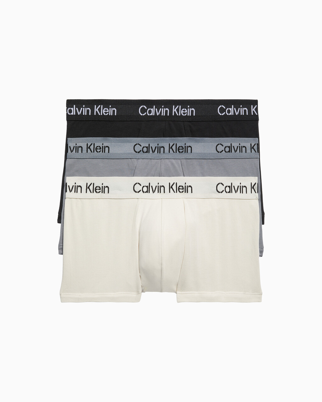 Cotton Stretch 3 Pack Low Rise Trunks, Black/Moonbeam/Shining Armor, hi-res