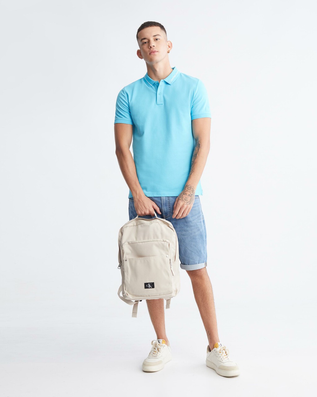 Summer Logo Collar Polo, Blue Tide, hi-res