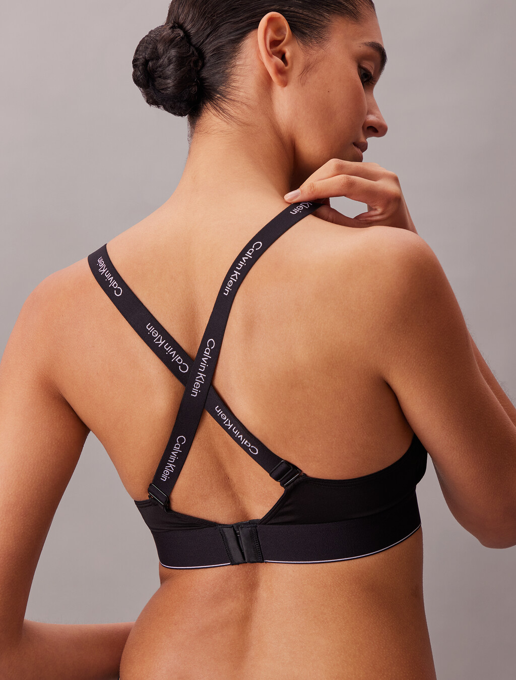 Lightly Lined Bralette - Graphic Monogram Microfibre Stretch, Black, hi-res