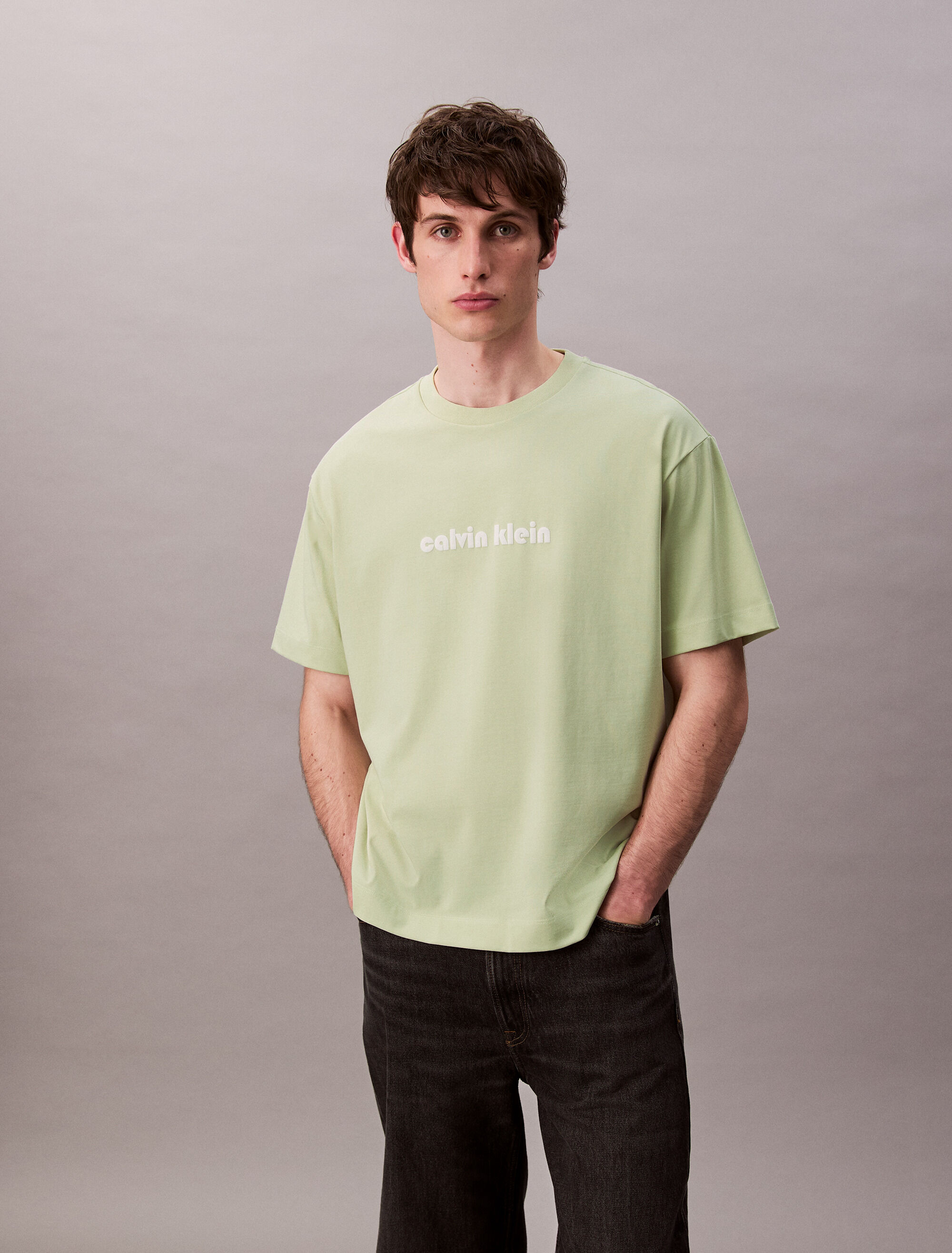 [CKJ] Relaxed Fit Jersey Logo Cooling T-shirt ★大人気★ Calvin Klein Men's Relaxed Fit Standard Logo Crewneck T