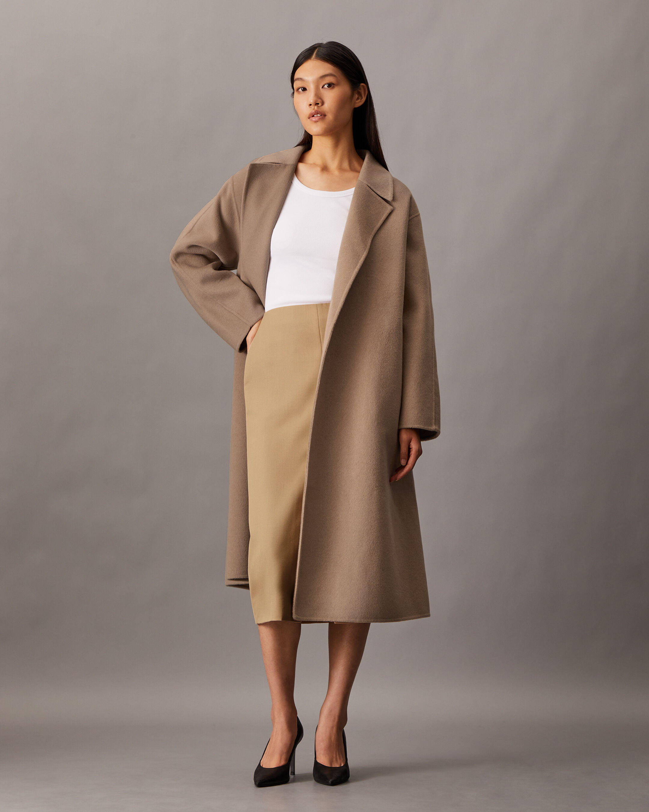 ëpa epa エパ parisien coat(BRN) Hero Double Face Wool Blend Trench Coat | brown | Calvin