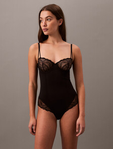 Sensual Stretch Lace Bodysuit, Black, hi-res
