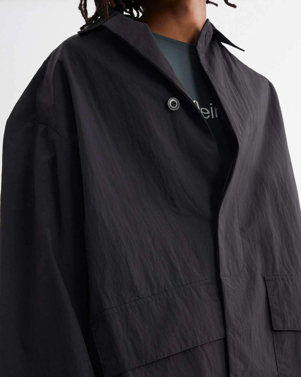 Oversized Nylon Jacket, Black Beauty, hi-res