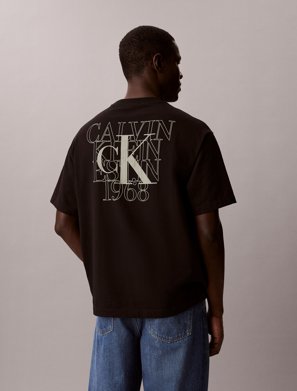 Overlay Logo Graphic Relaxed Tee, Black, hi-res