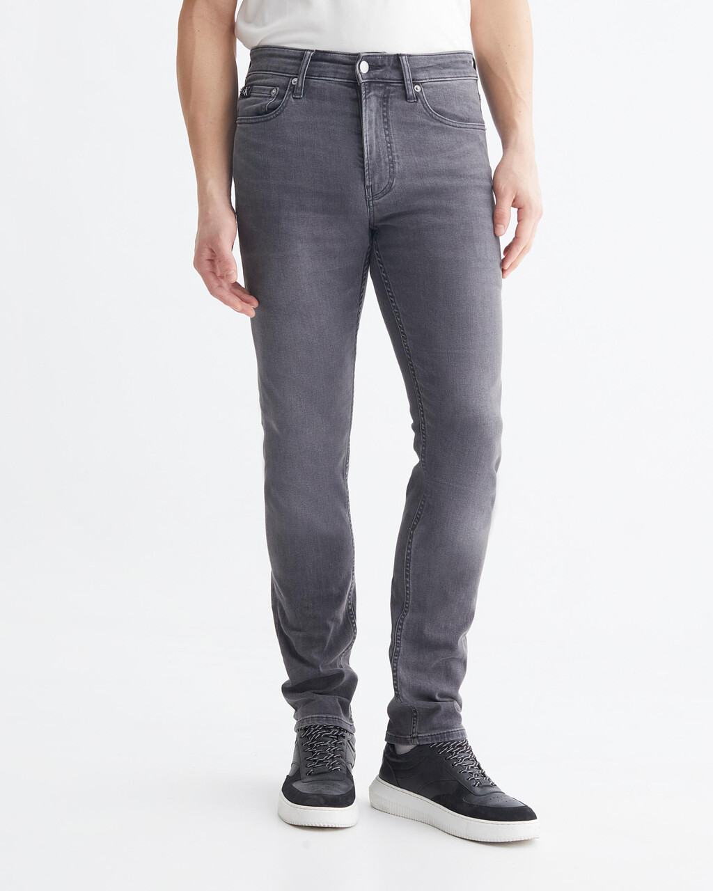 RECONSIDERED 灰色彈性修身牛仔褲, Grey, hi-res