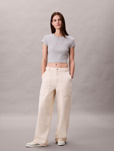 Slim Cropped Monogram T-shirt, BC06 Grey Heather, hi-res