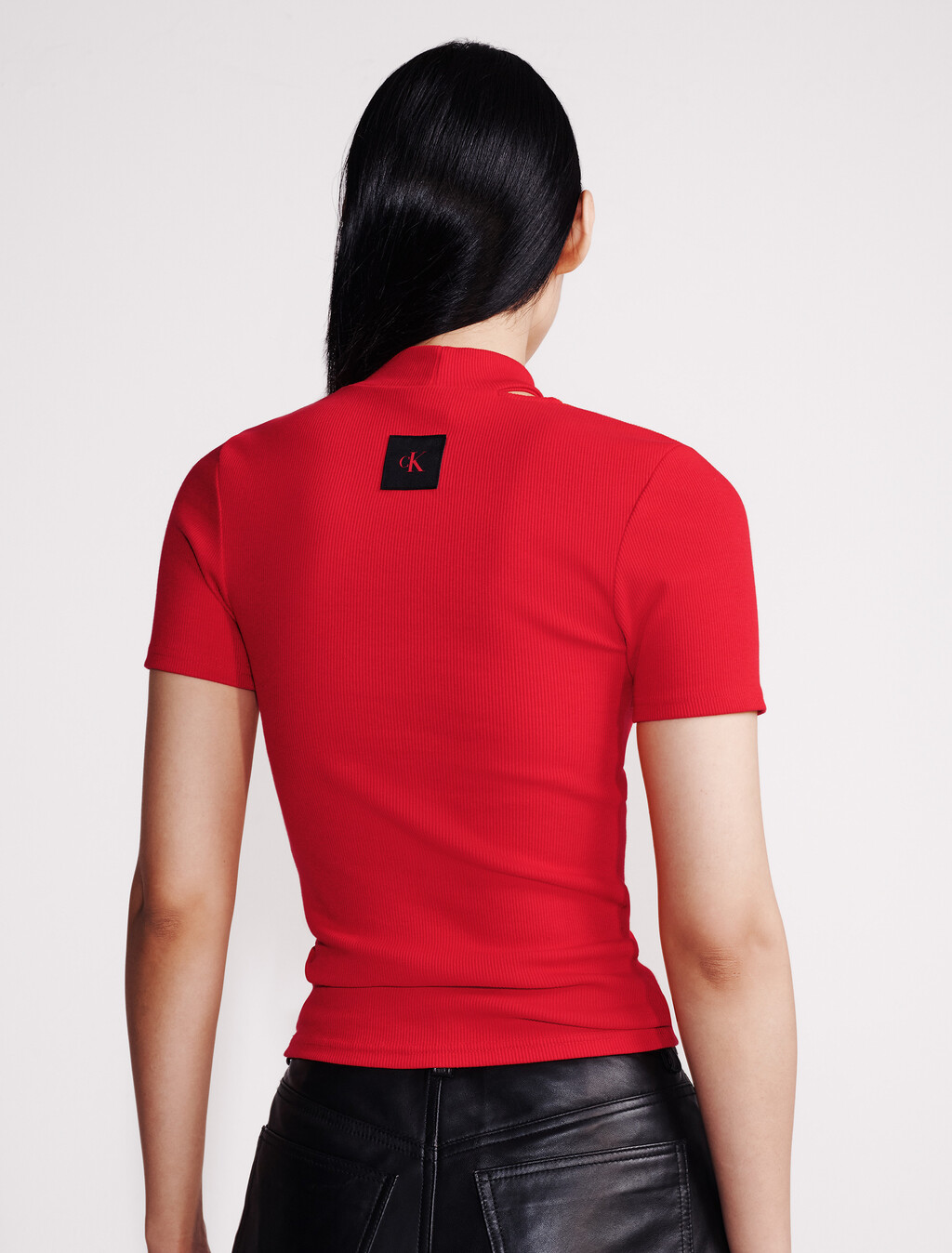 Cut Out Slim Crewneck T-Shirt, Pantone Red, hi-res