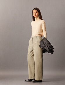 Cotton Chino Relaxed Trousers, Crockery, hi-res