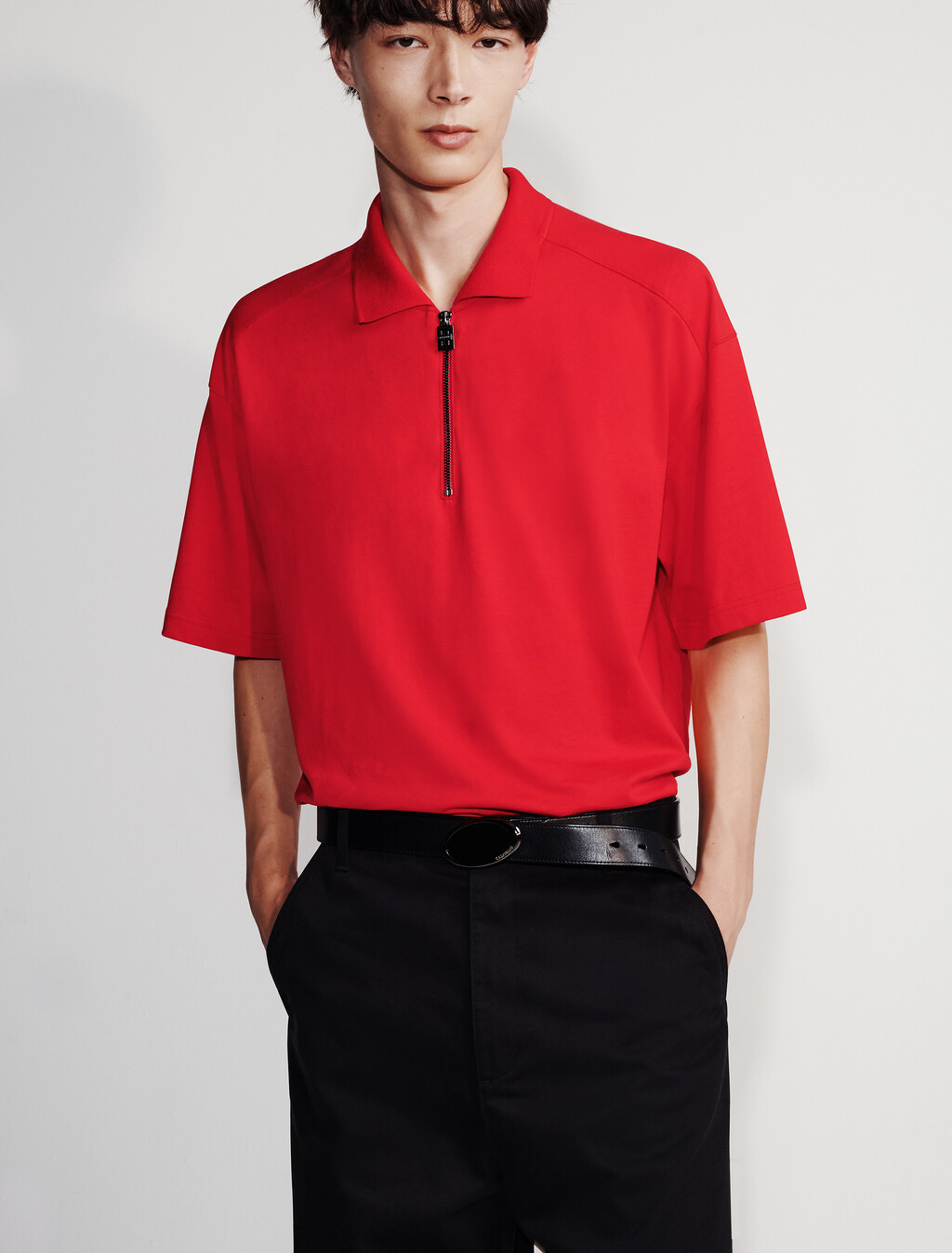 1/4 拉鏈開襟 Polo 衫, Pantone Red, hi-res