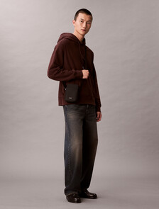 壓花編織小巧記者包, Black, hi-res