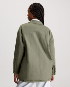 雙面緞面襯衫外套, Dusty Olive, hi-res