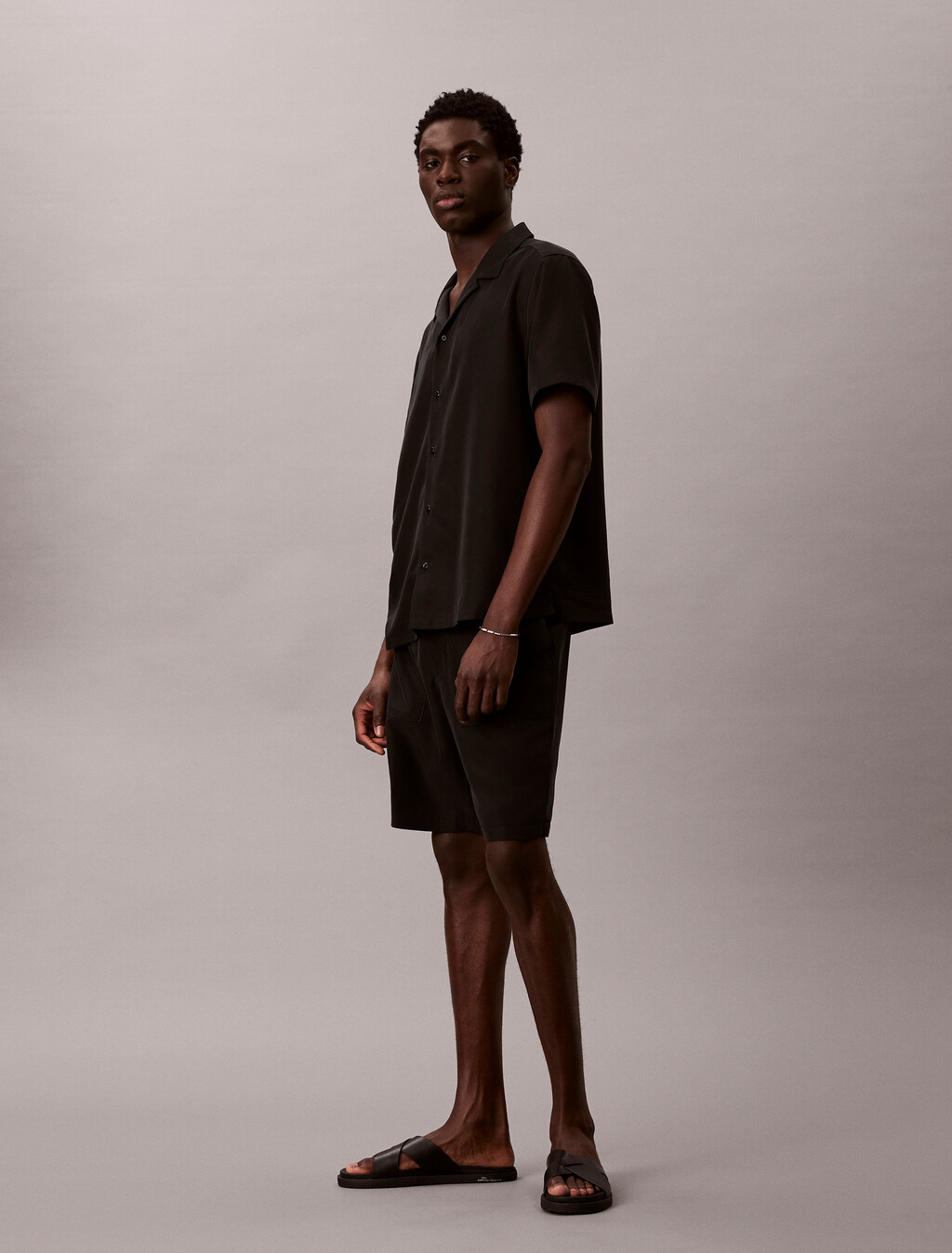 Soft Modal Short Sleeve Shirt, Black, hi-res