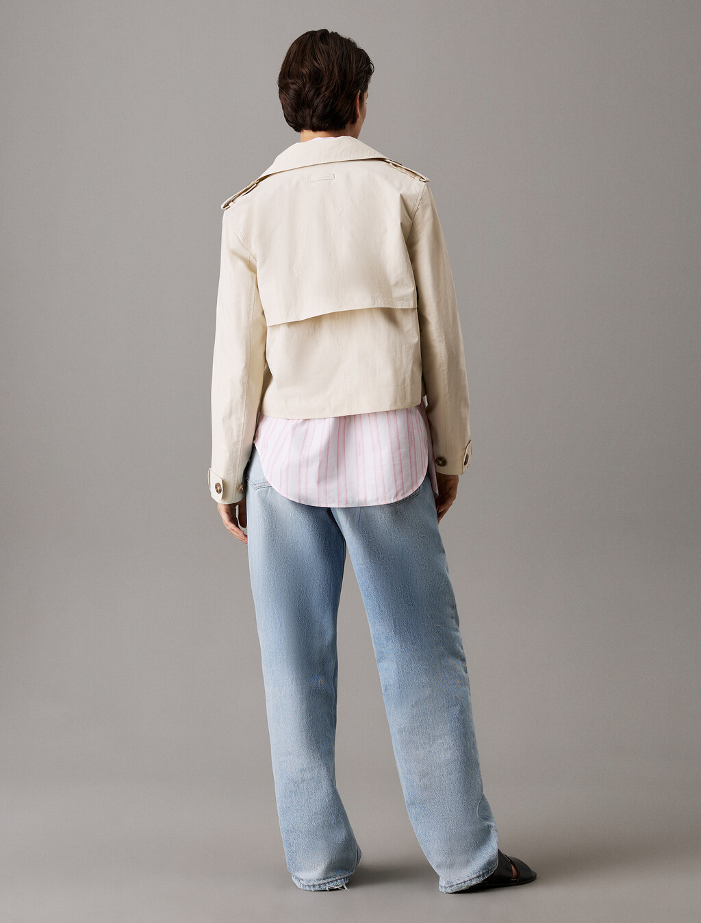 Short Nylon Trench, Silver Birch, hi-res