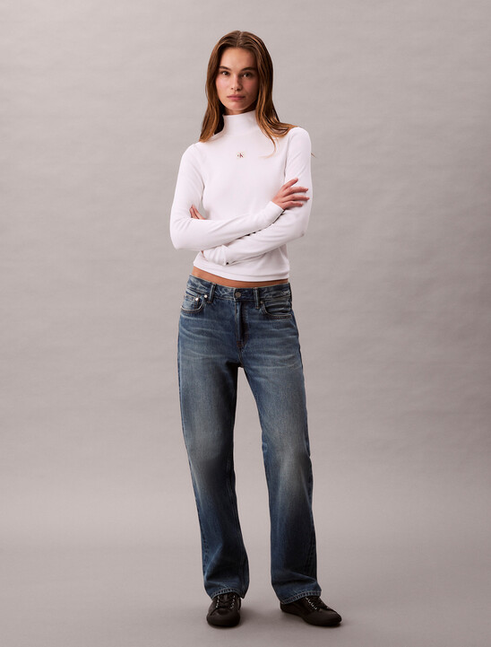 Ribbed Cotton Turtleneck Top