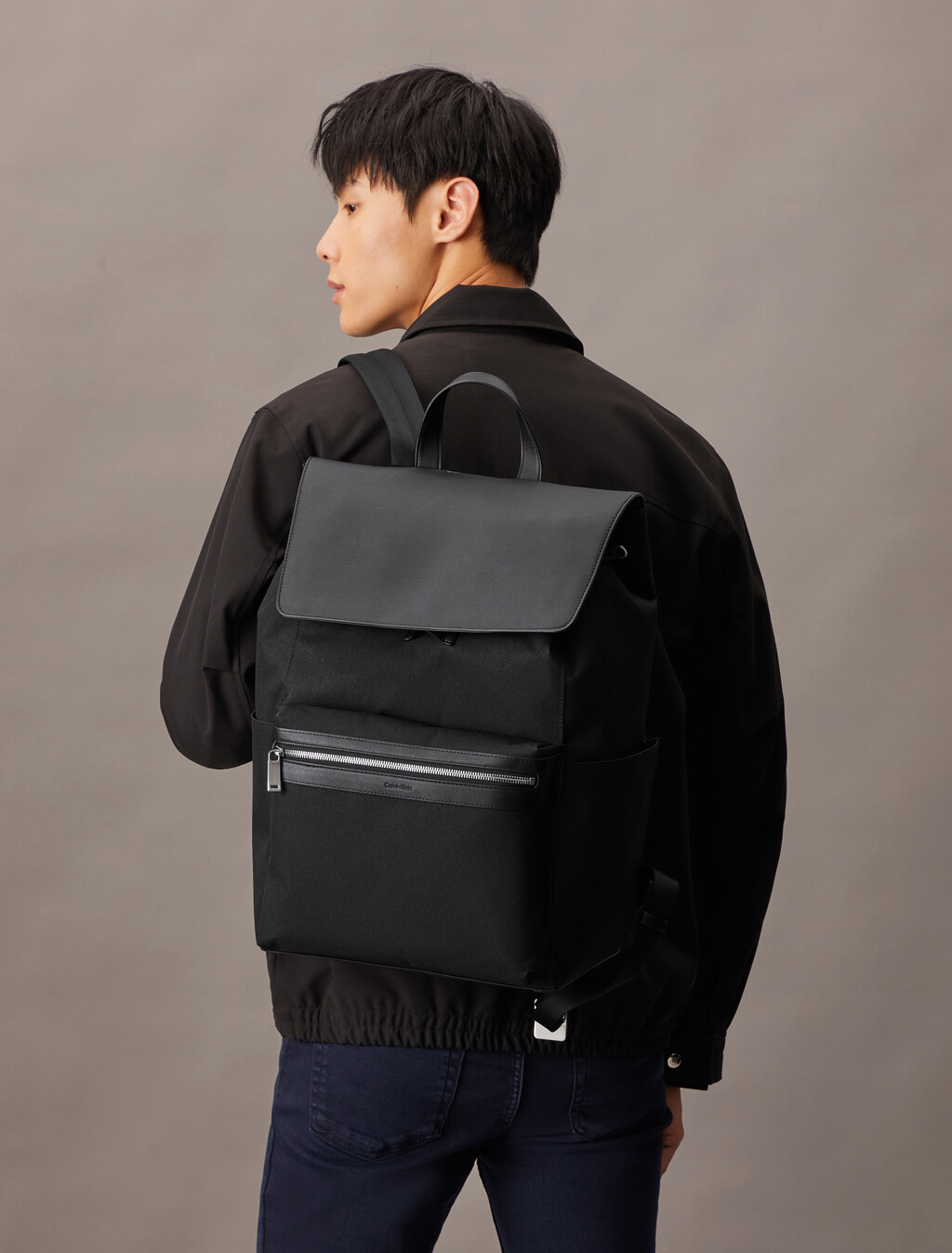 Contrast Flap Backpack, Black, hi-res