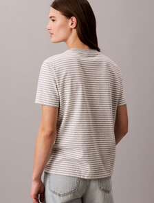 Classic Stripe Logo Print Tee, Grey Heather + Bright White Stripe, hi-res