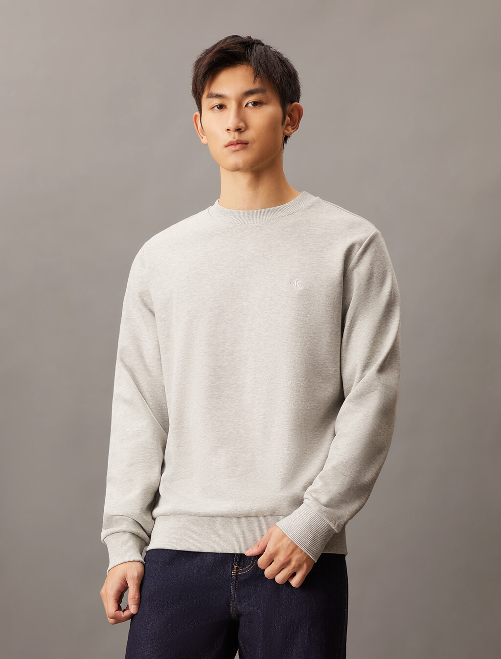 後背 Monogram 標誌印花衛衣, Light Grey Heather, hi-res