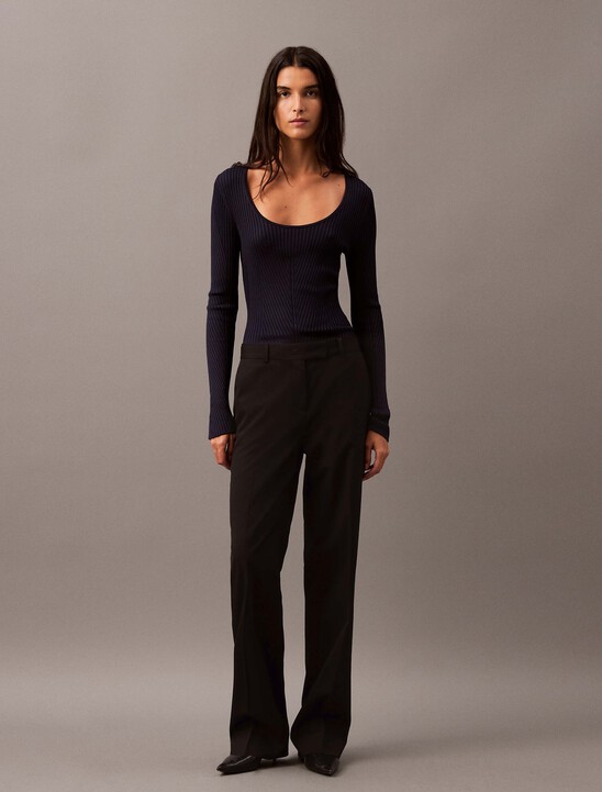 Low Rise Wool Gabardine Blend Trouser