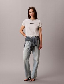 Classic Stripe Logo Print Tee, Grey Heather + Bright White Stripe, hi-res
