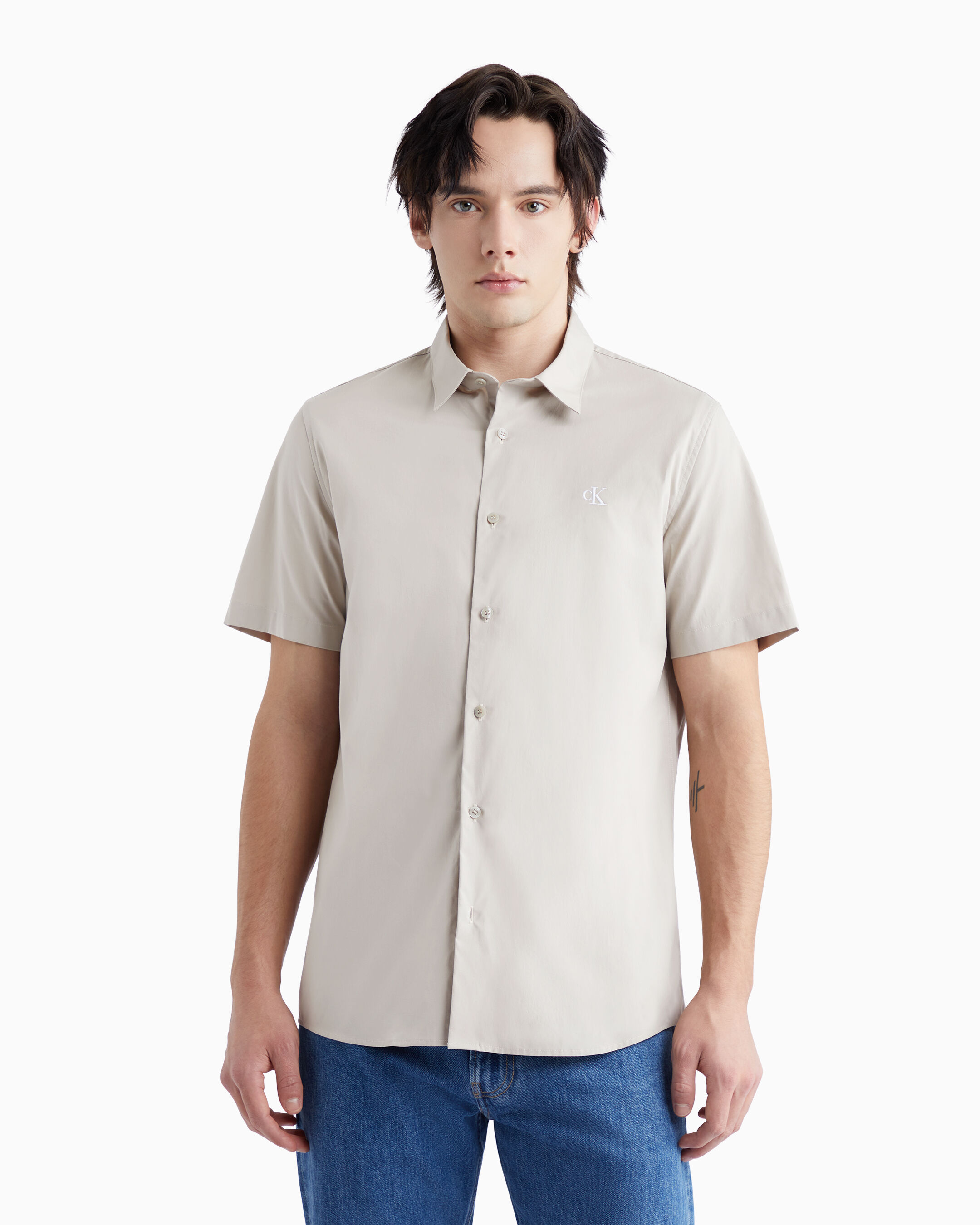 Calvin klein men's short sleeve dress deals shirts