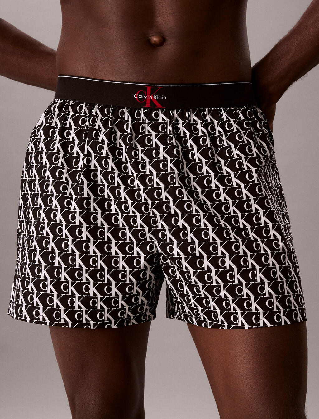 CK X Cotton Monogram 修身四角內褲, STEPPING LOGO BLACK, hi-res