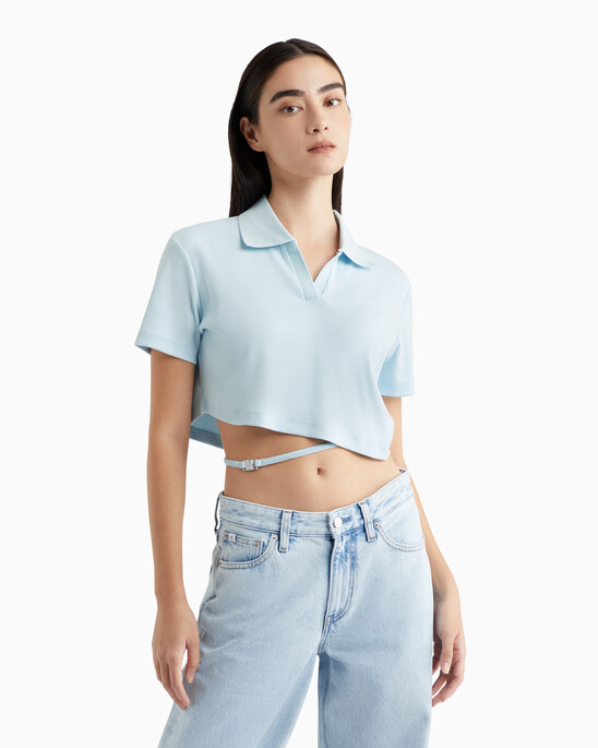 Modern Metals Cropped Polo Shirt With Logo Charm