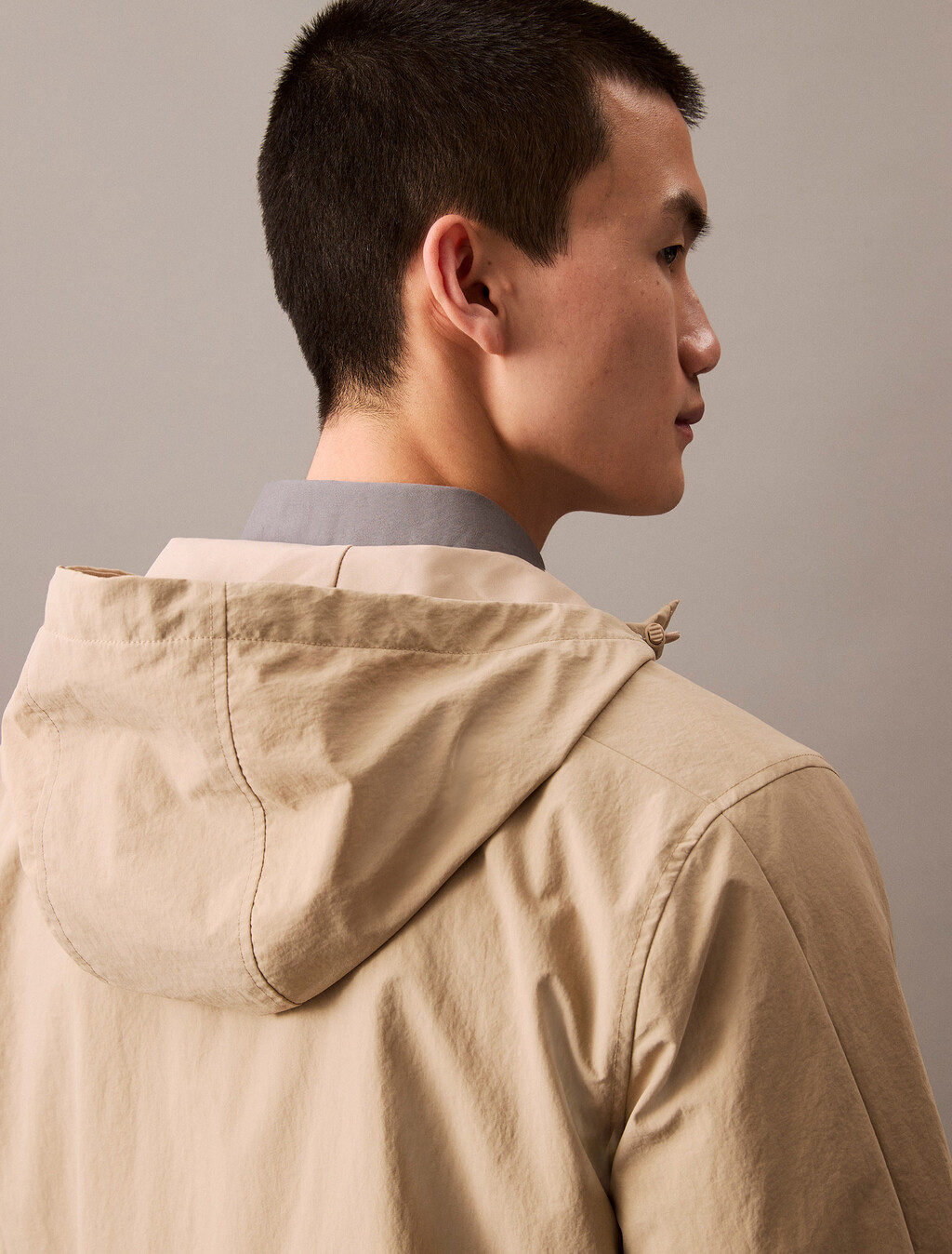Crinkle Nylon Hooded Windbreaker Jacket, Crockery, hi-res