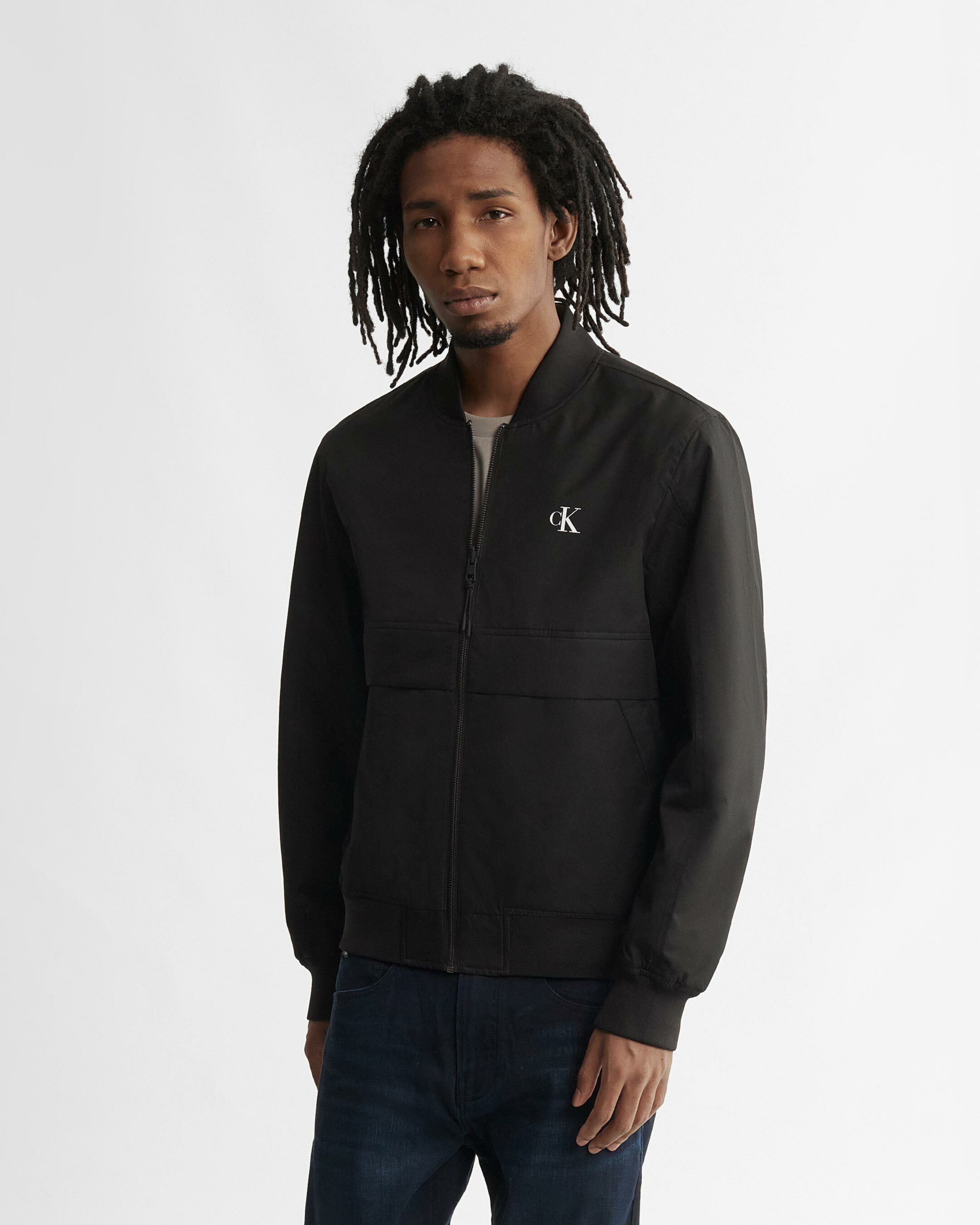 Calvin klein mid length side knit packable jacket on sale
