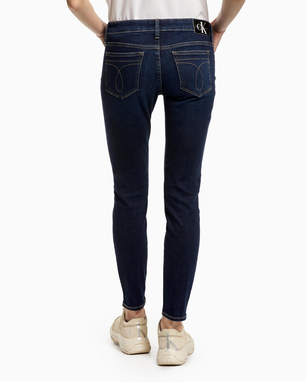 Core Mid Rise Skinny 及踝牛仔褲, Dark Blue, hi-res