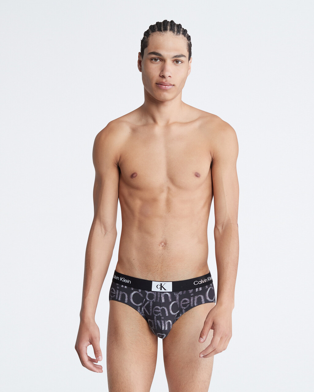 Calvin Klein 1996 Micro Hipster Brief, HALFTONE GLITCH LOGO PRINT+BLACK, hi-res